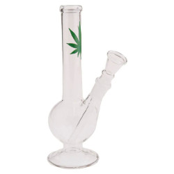 LEAF SMALL GLASS BONG ON FOOT 18CM