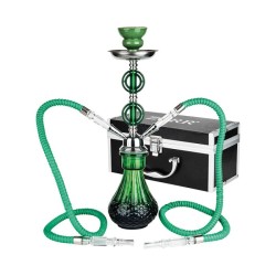 ZORR - HOOKAH WATERPIJP SET (2 SLANGEN) - GROEN - IN ALUMINIUM KOFFER