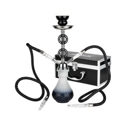 ZORR - HOOKAH WATERPIJP SET (2 SLANGEN) - ZWART - IN ALUMINIUM KOFFER